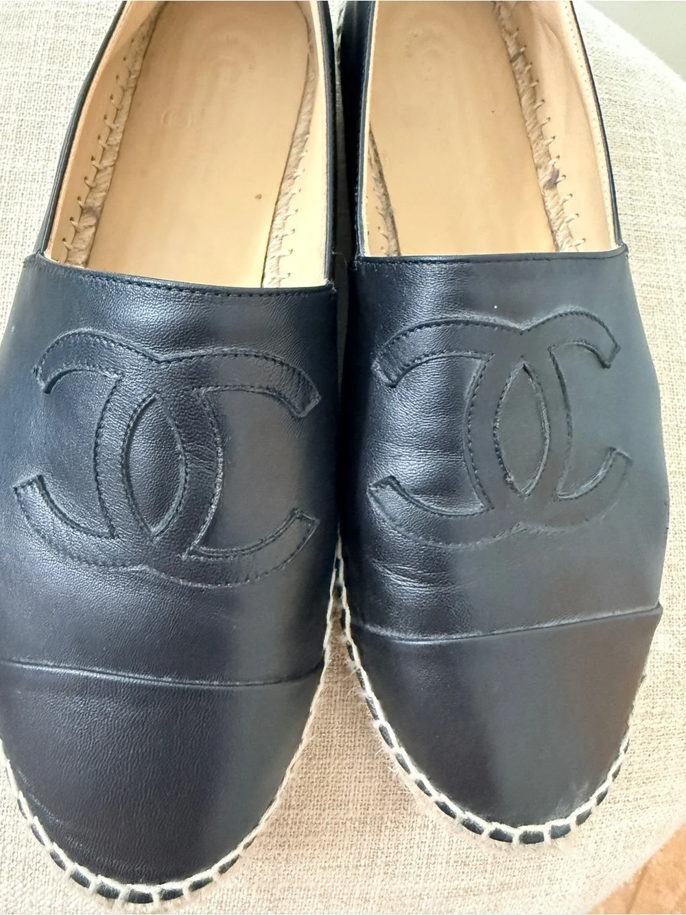 CHANEL black leather